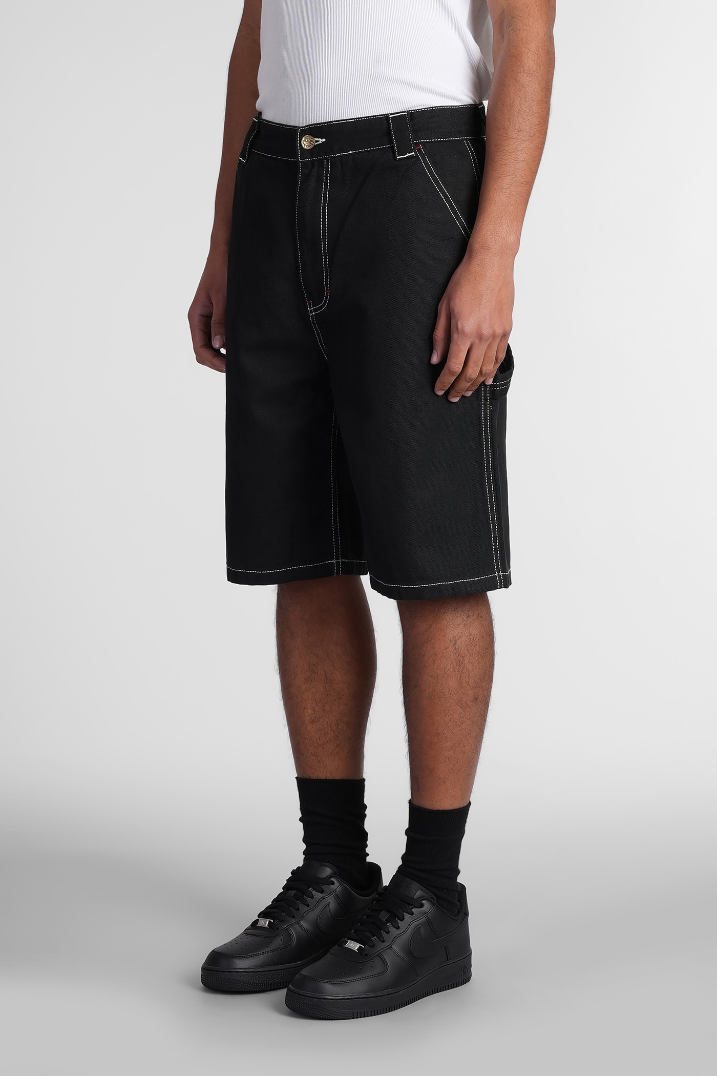 Icecream Shorts In Black Cotton In Black