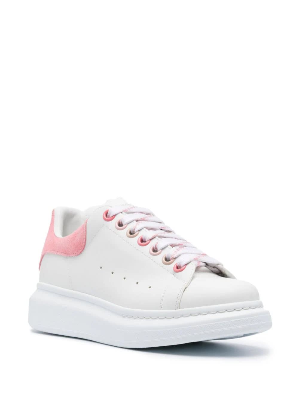 Shop Alexander Mcqueen White Oversized Sneakers With Pink And Multicolour Details