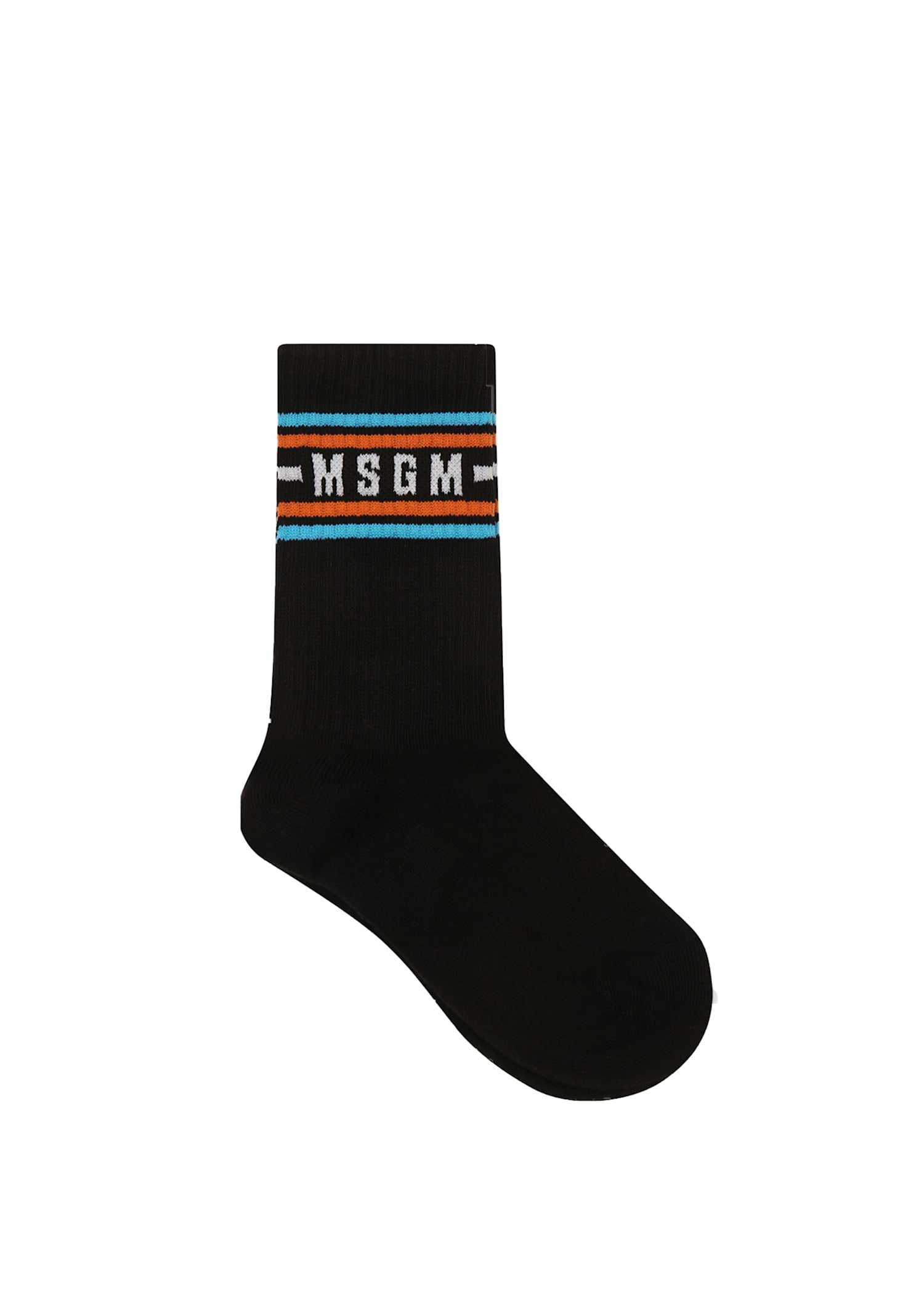 Msgm Black Socks For Kids With Logo In Black