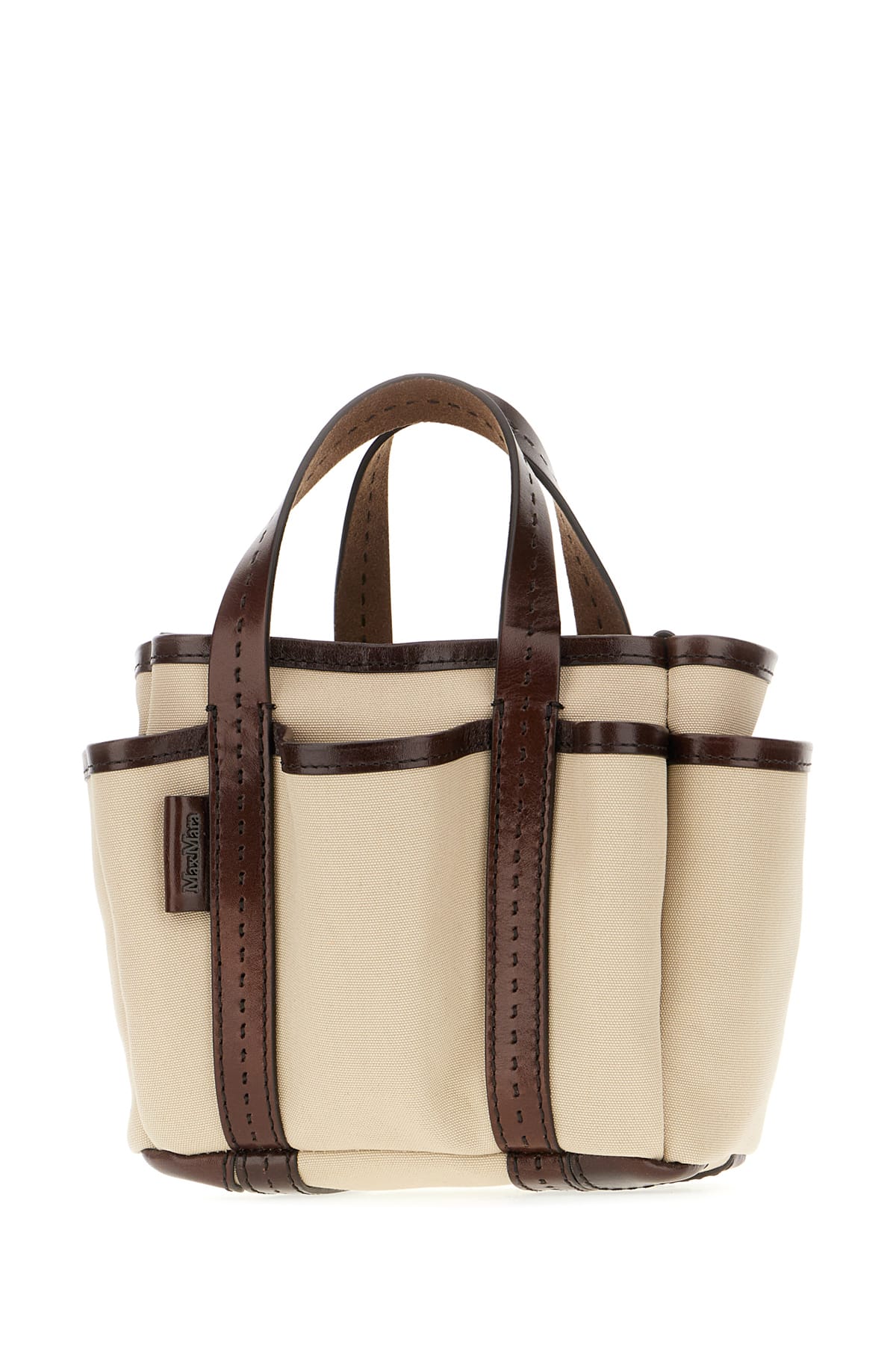 Shop Max Mara Sand Canvas Mini Giardiniera Handbag In 001