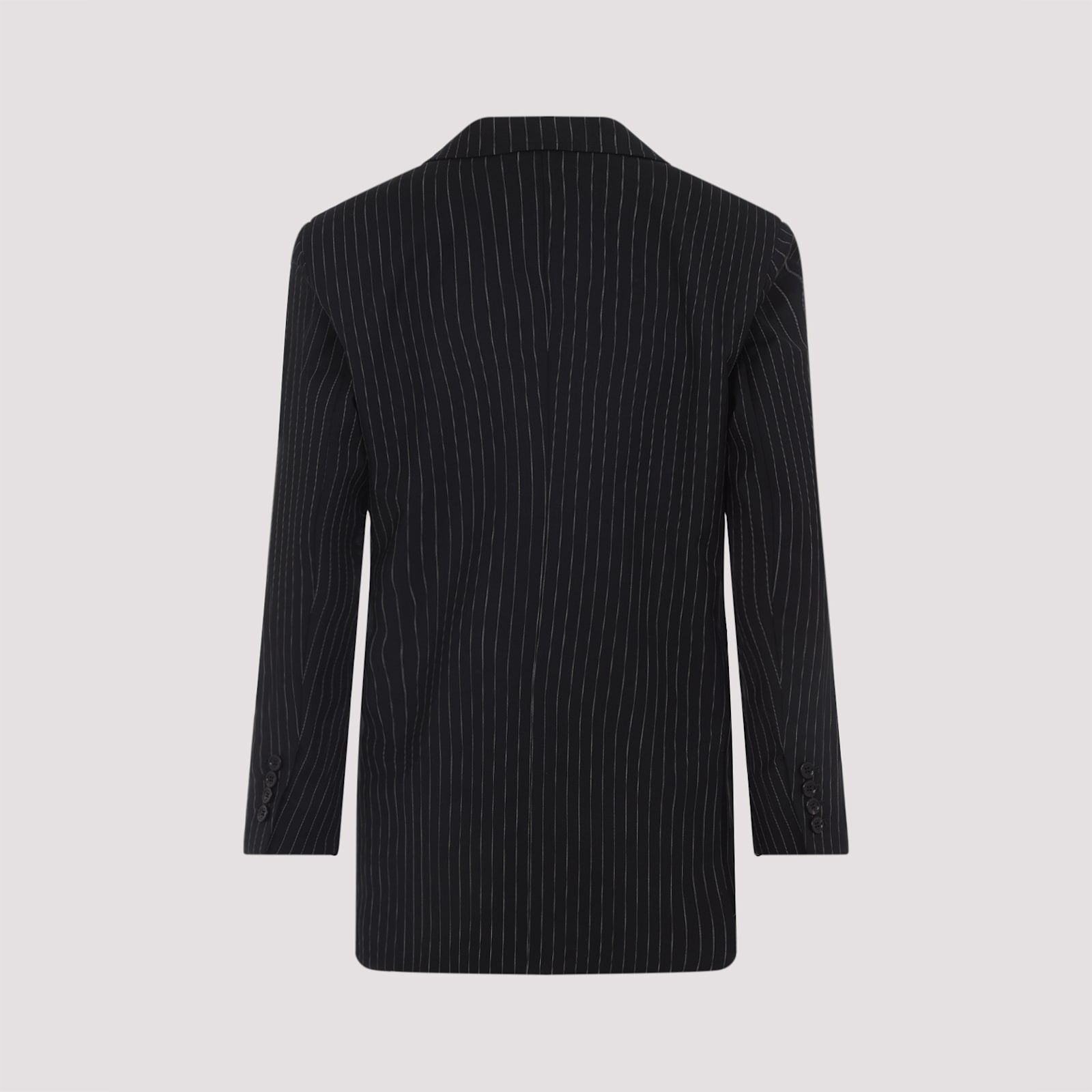 Max Mara Mattia Pinstriped Wool Blazer In Black