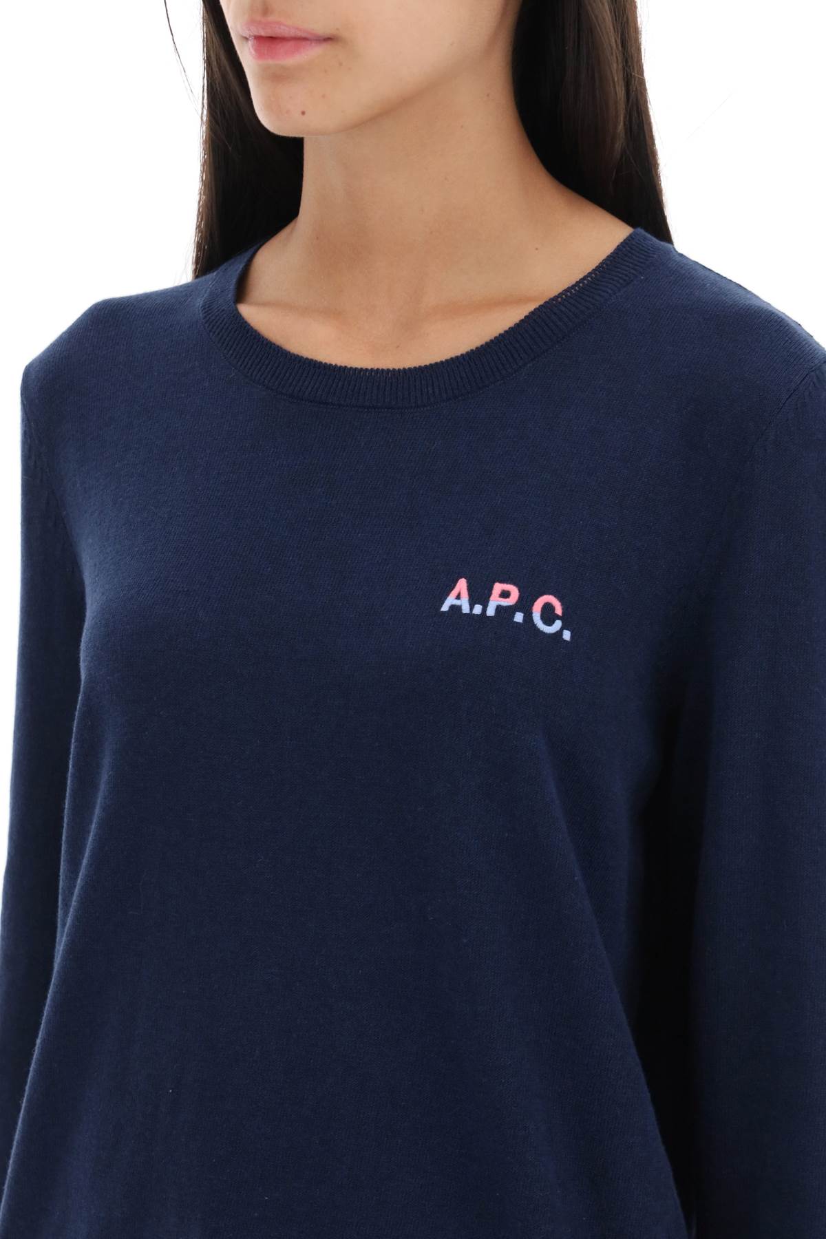 Shop Apc Albane Crew-neck Cotton Sweater