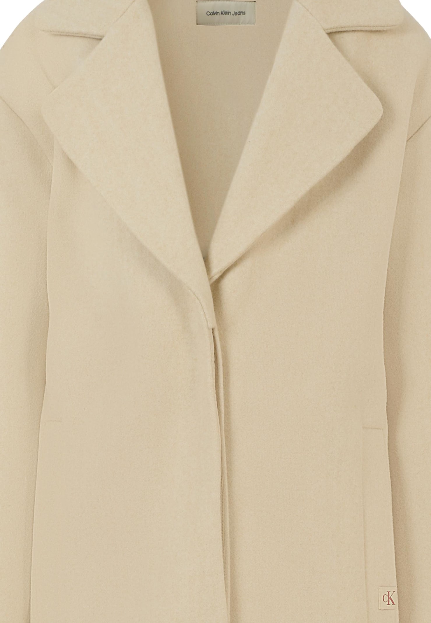 Calvin Klein Beige Coat For Girl With Logo In Neutral