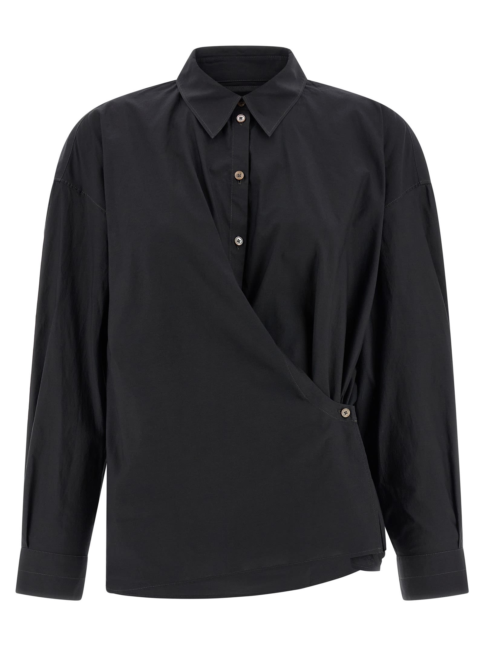 Lemaire Straight Collar Twisted Shirt In Black