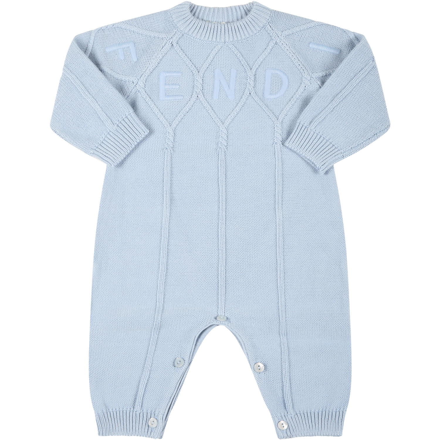 Fendi Light-blue Babygrow For Baby Boy With Logo