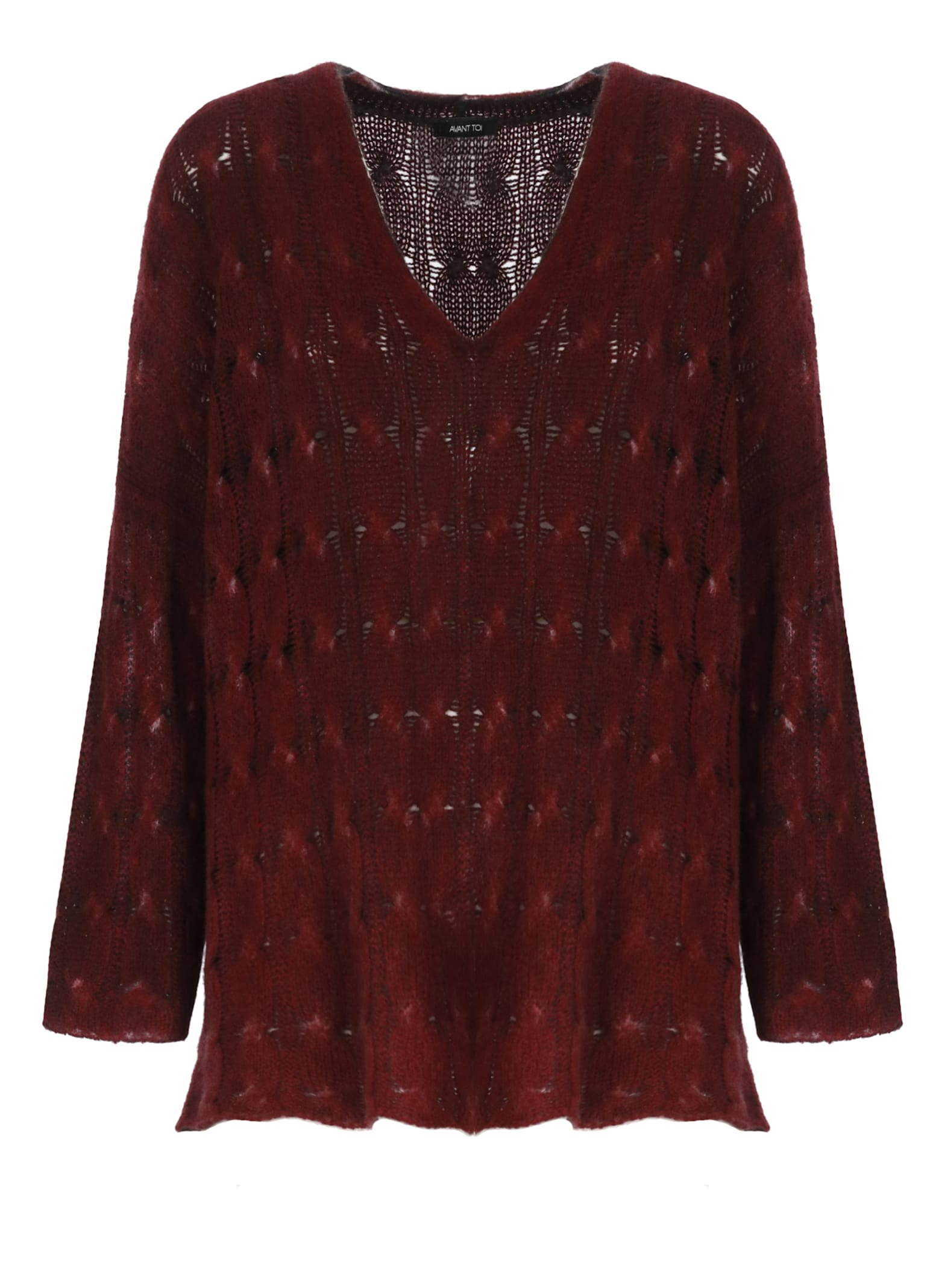 Avant Toi Cashmere And Silk Sweater In Burgundy