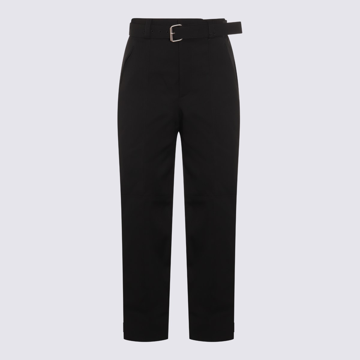 Bottega Veneta Tailored Trousers With Belt And Zip Detail In Black