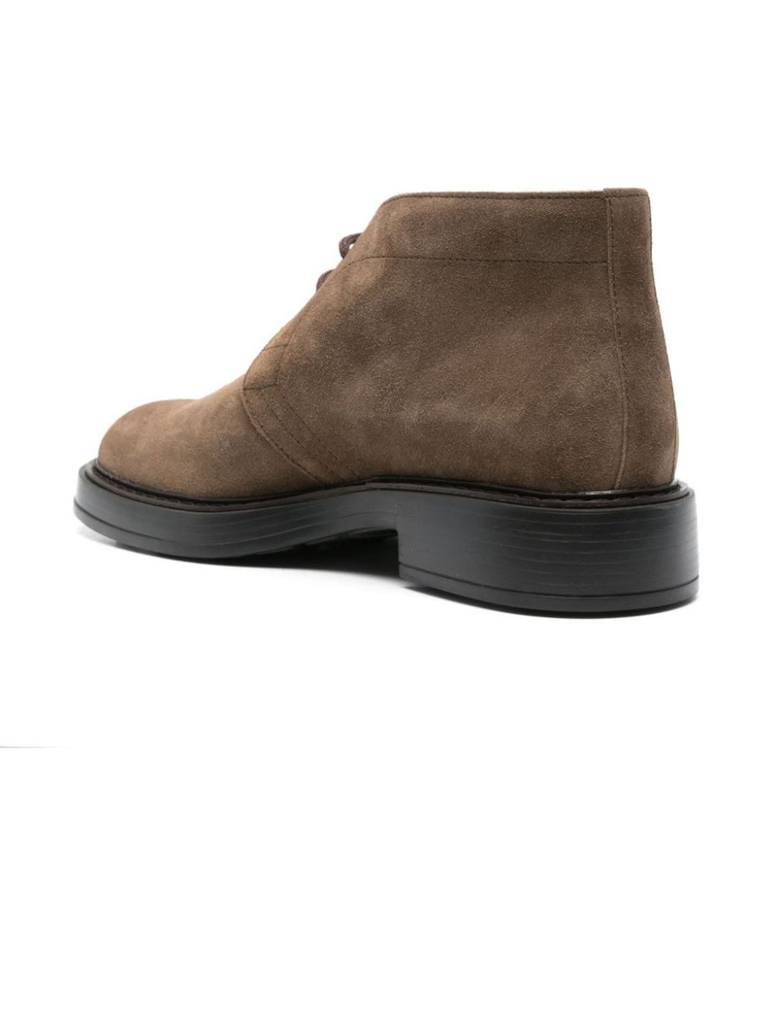 Shop Tod's Desert Boots In Brown Suede