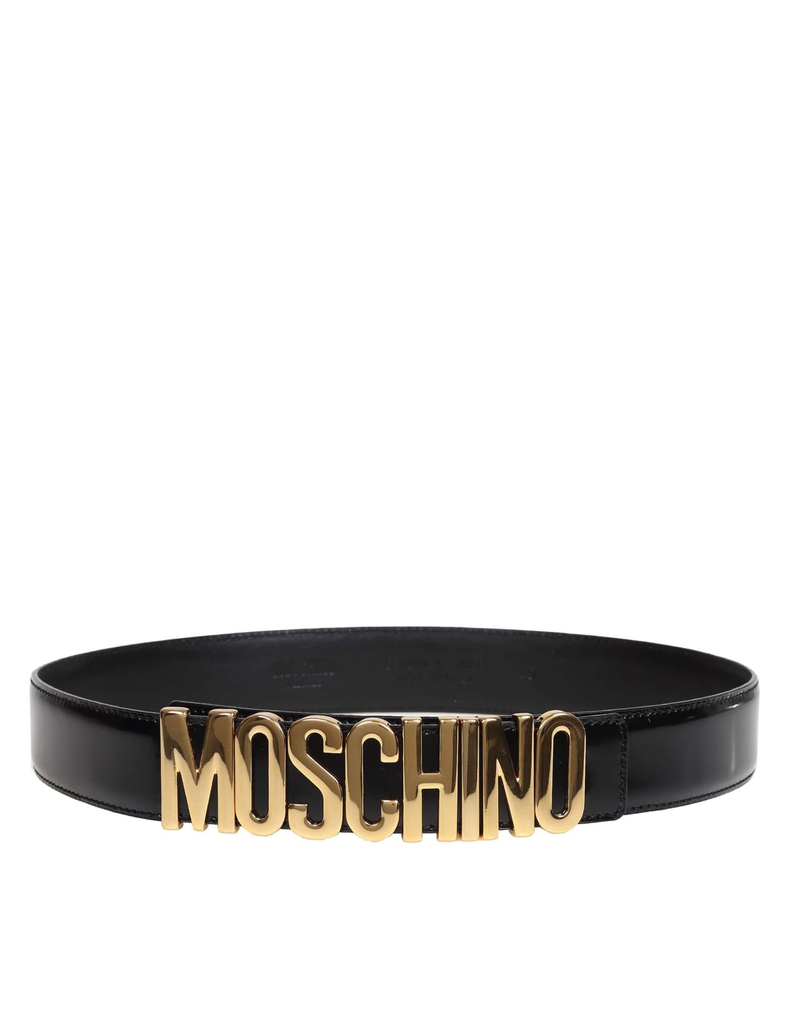 Moschino Black Leather Belt With Lettering Logo