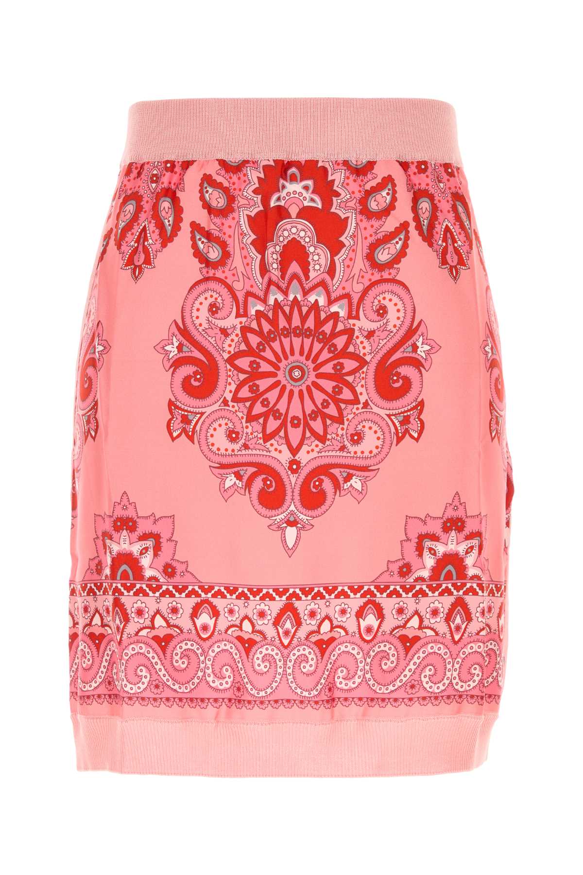 Pink Cotton Blend Mini Skirt
