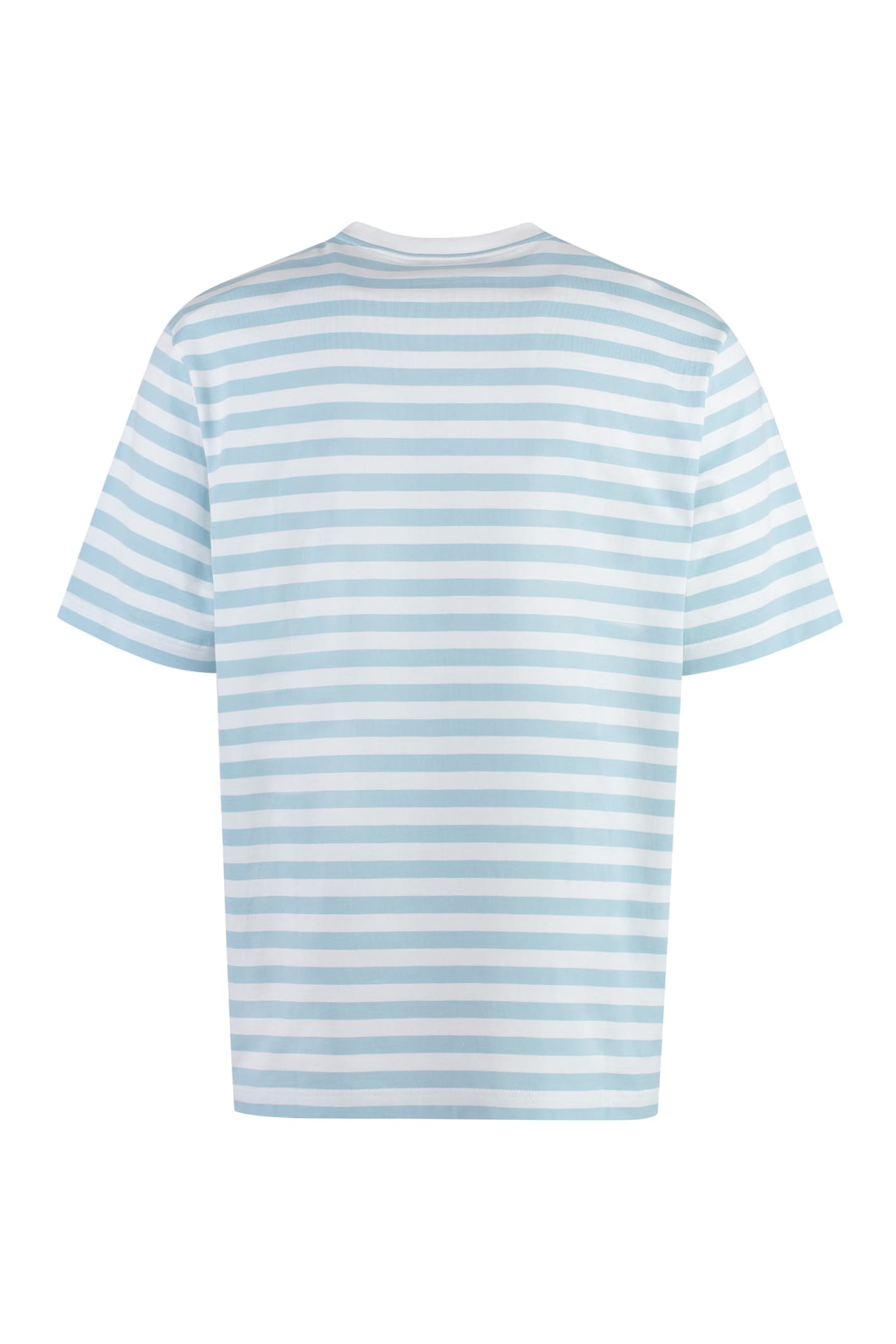 Shop Versace Striped Cotton T-shirt In Light Blue