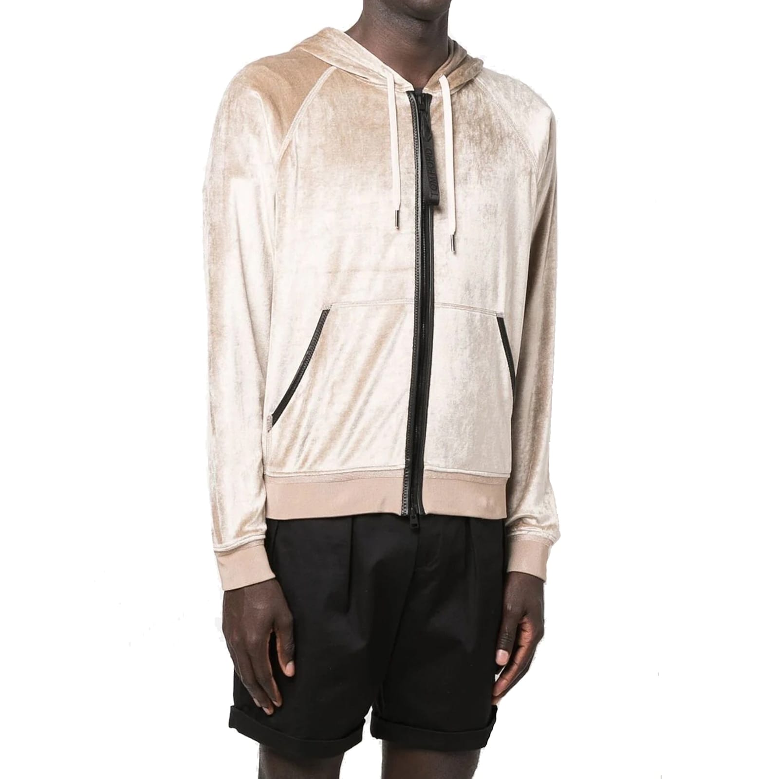 Shop Tom Ford Velour Track Jacket In Beige