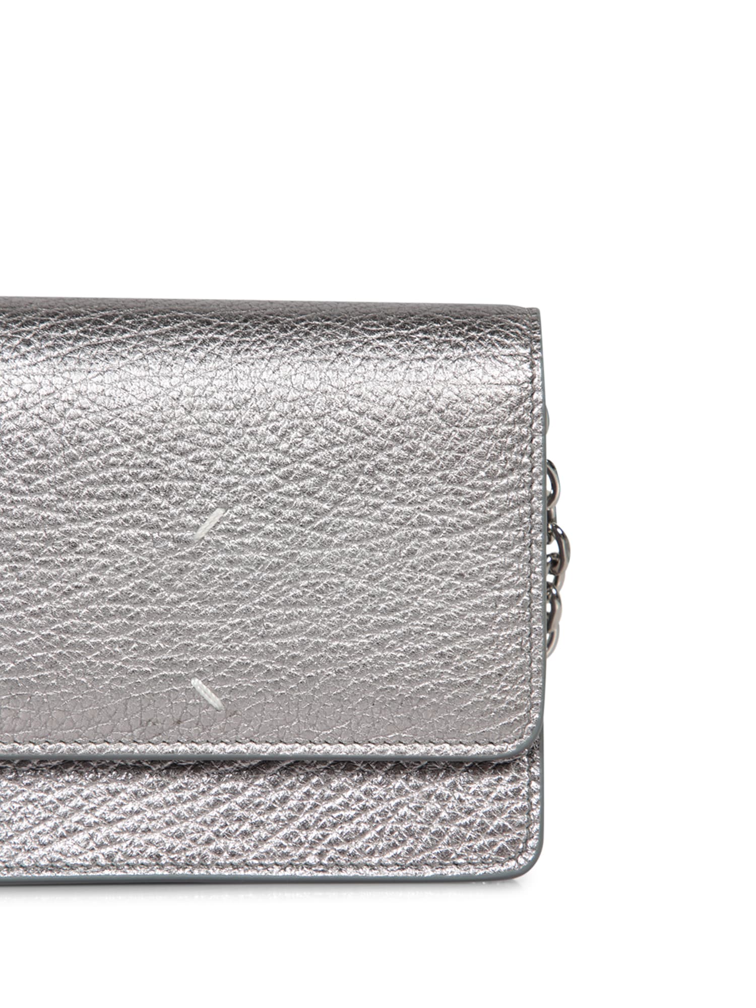 Shop Maison Margiela Silver Wallet On Chain Bag In Metallic