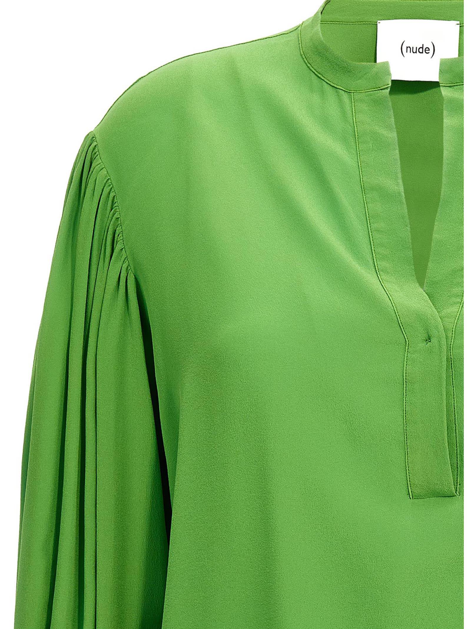 Shop Nude Silk Bloshirt In Green