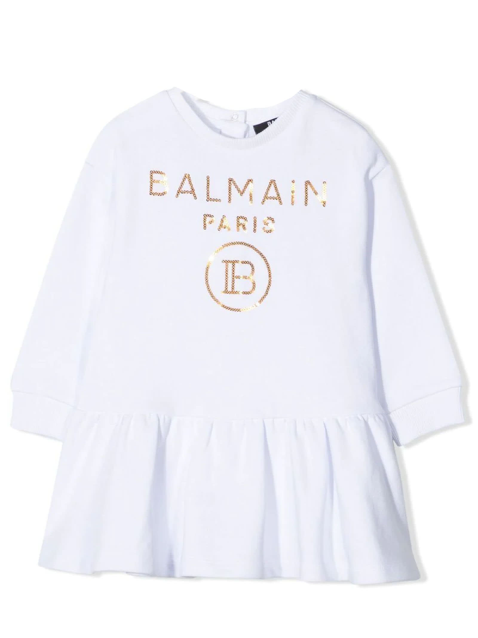 BALMAIN WHITE COTTON DRESS,6O1830OX360B 100
