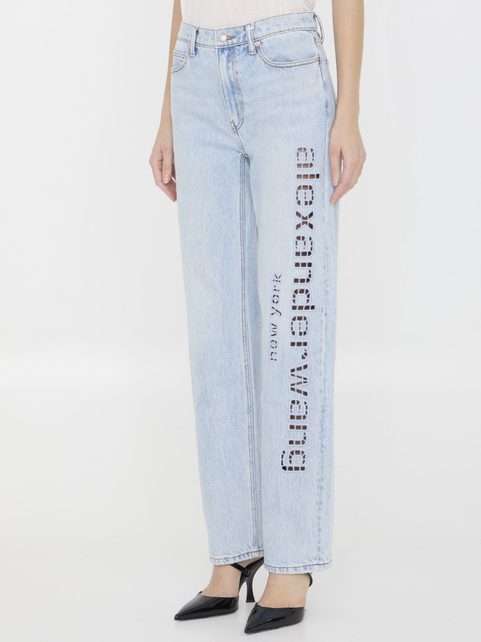 Alexander Wang Washed Rhinestone Jeans - Woman Jeans Blue 26