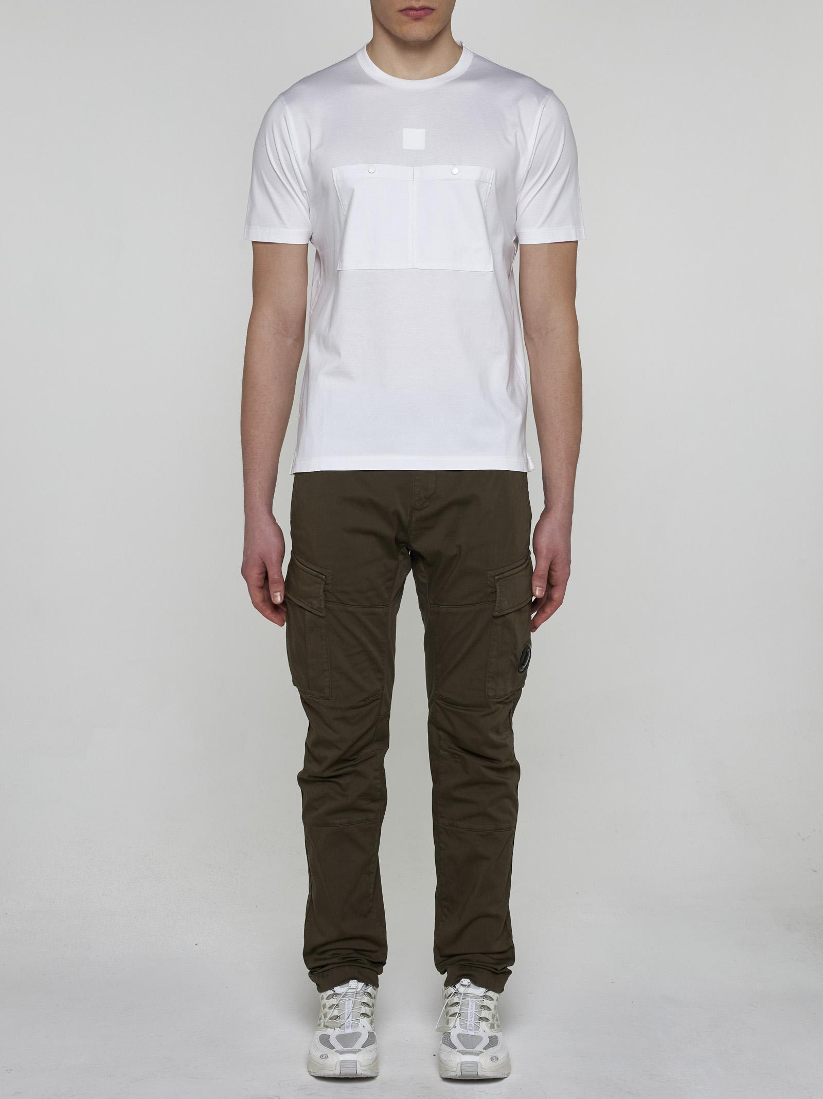 Shop C.p. Company Logo And Pockets Cotton T-shirt In Bianco