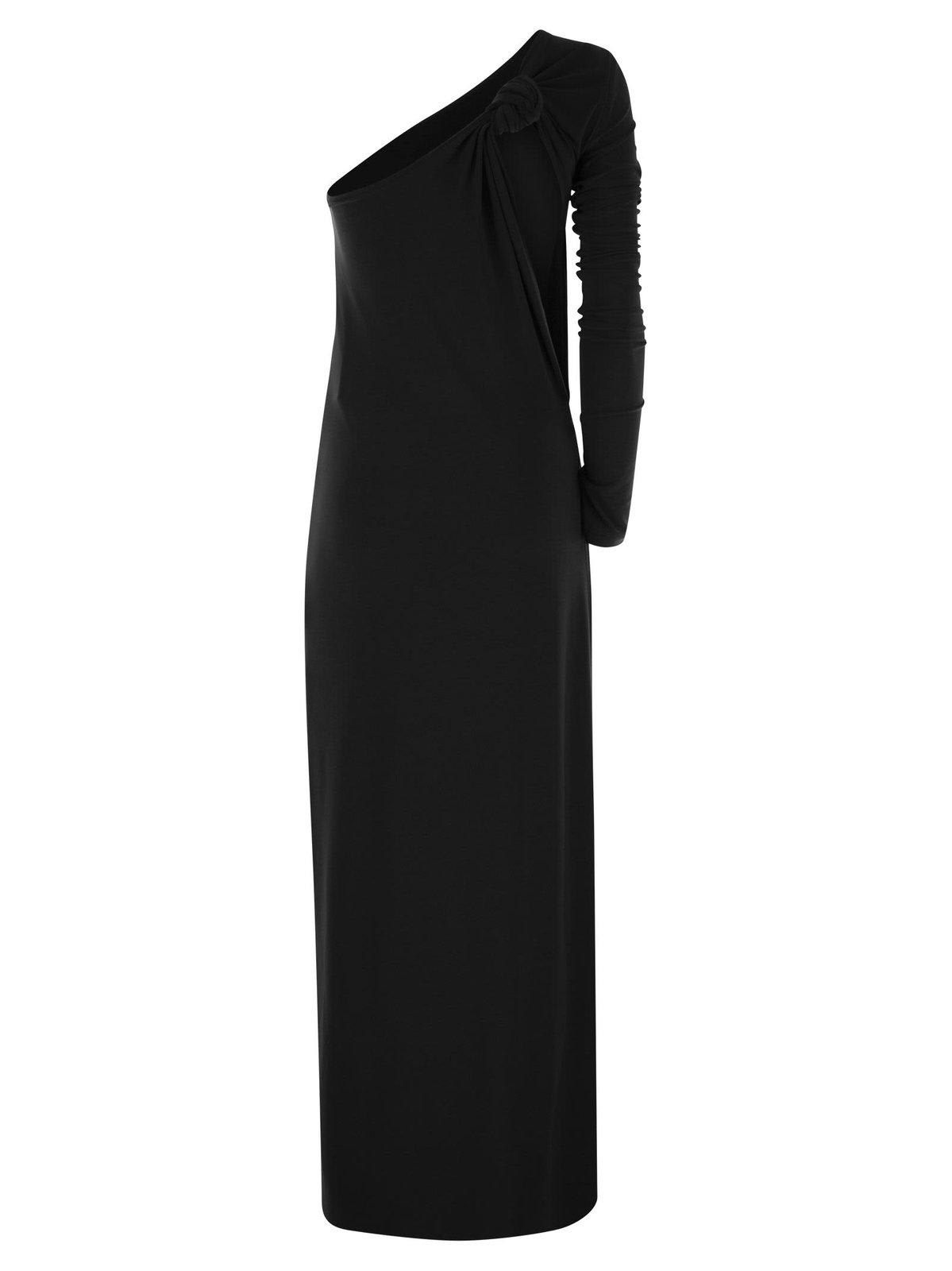 Shop Sportmax Asymmetrical One-shoulder Dress In Black