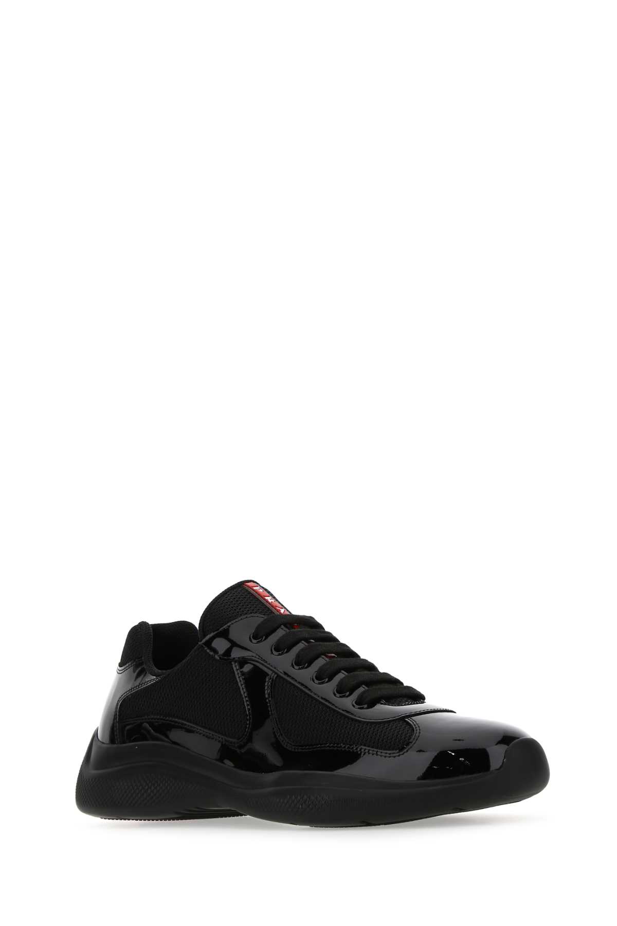 Prada Men Black Fabric And Leather America S Cup Sneakers In Black