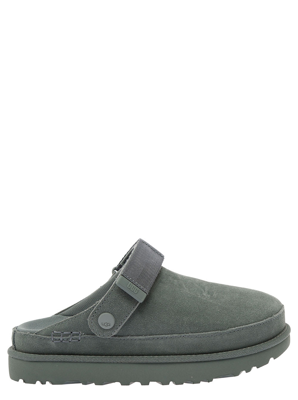 UGG GOLDENSTAR GREY CLOG WITH EMBOSSED LOGO IN SUEDE WOMAN