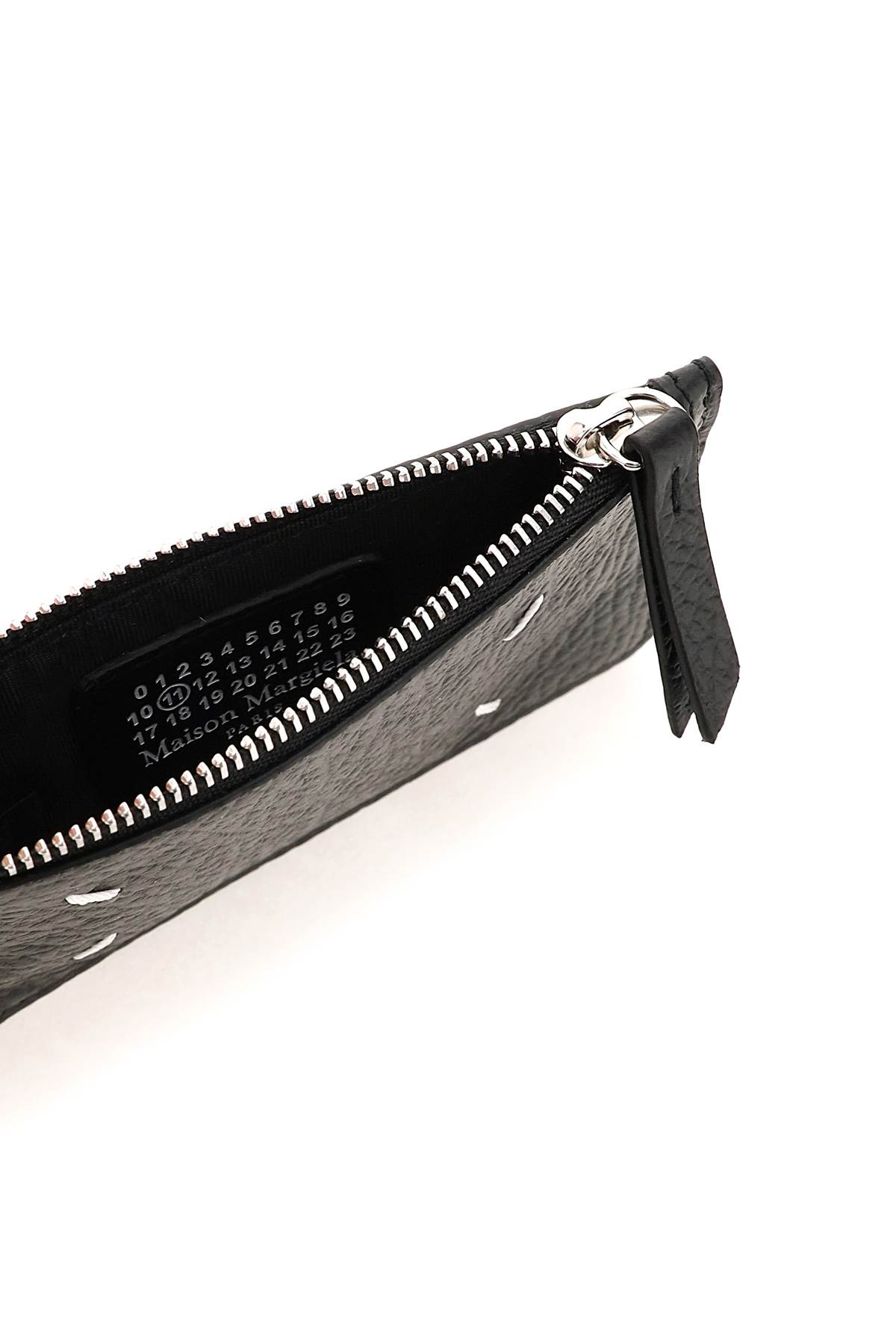 Shop Maison Margiela Leather Zipped Cardholder In Black