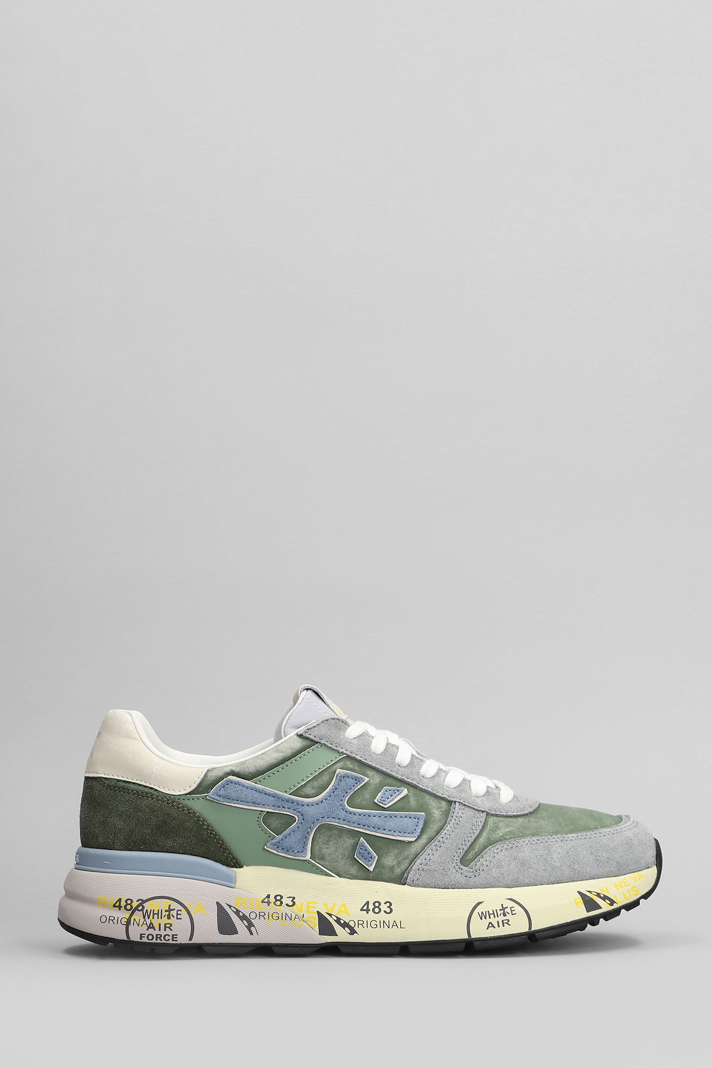 Mick Sneakers In Green Suede And Fabric