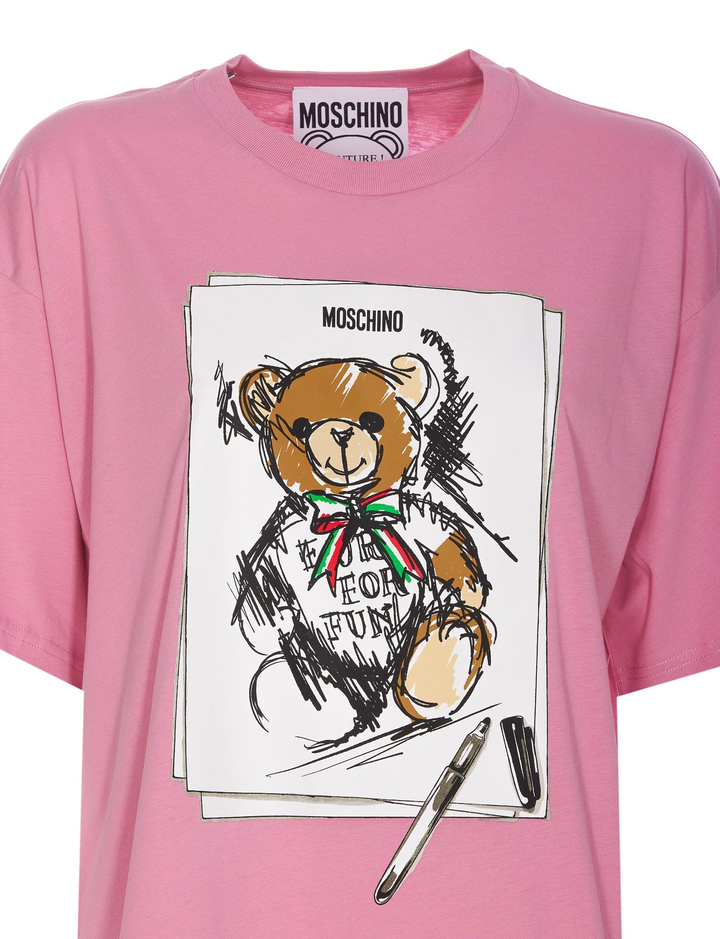 Shop Moschino Drawn Teddy Bear T-shirt In Pink