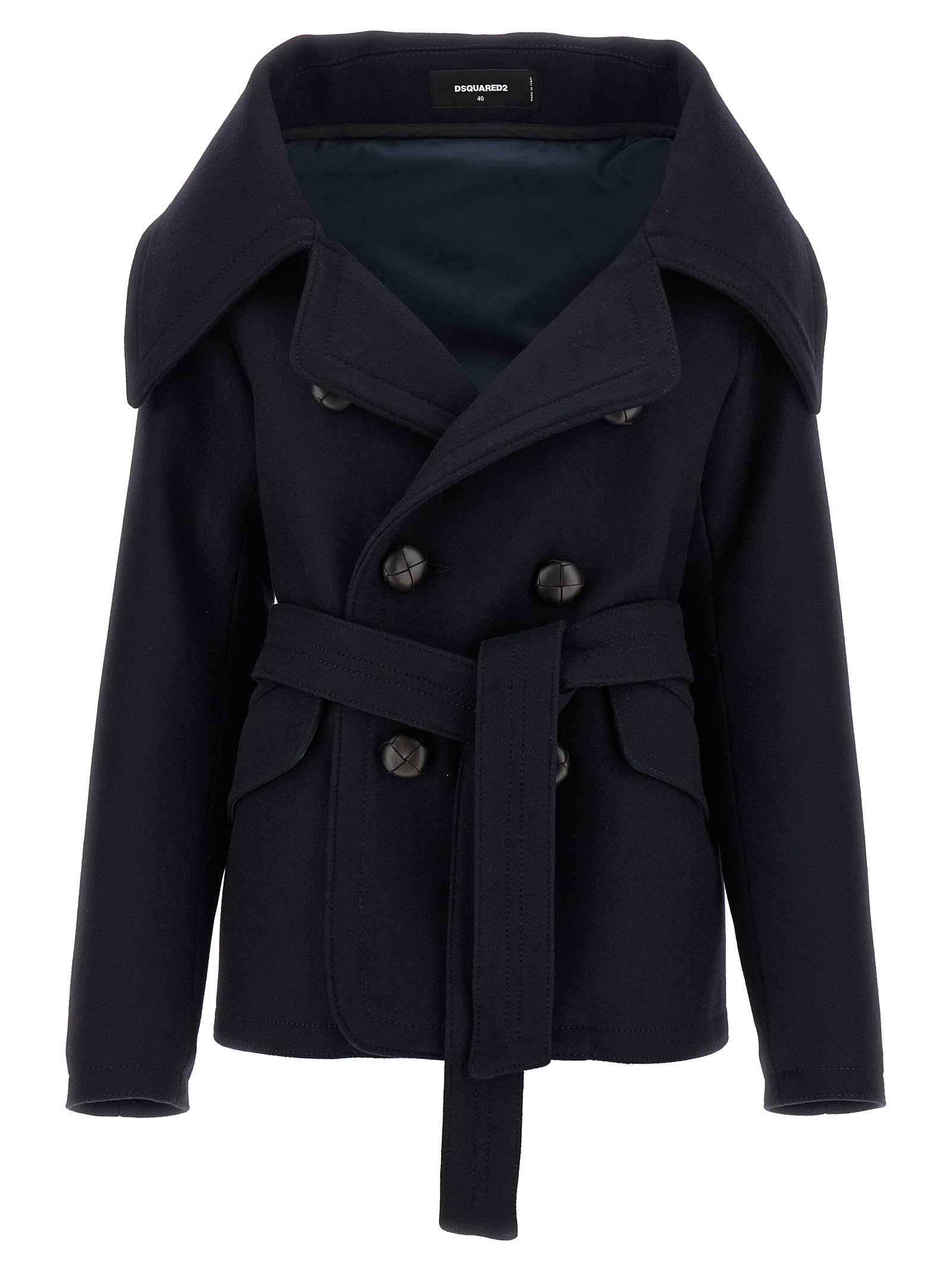 Dsquared2 Double-breasted Coat In Blue