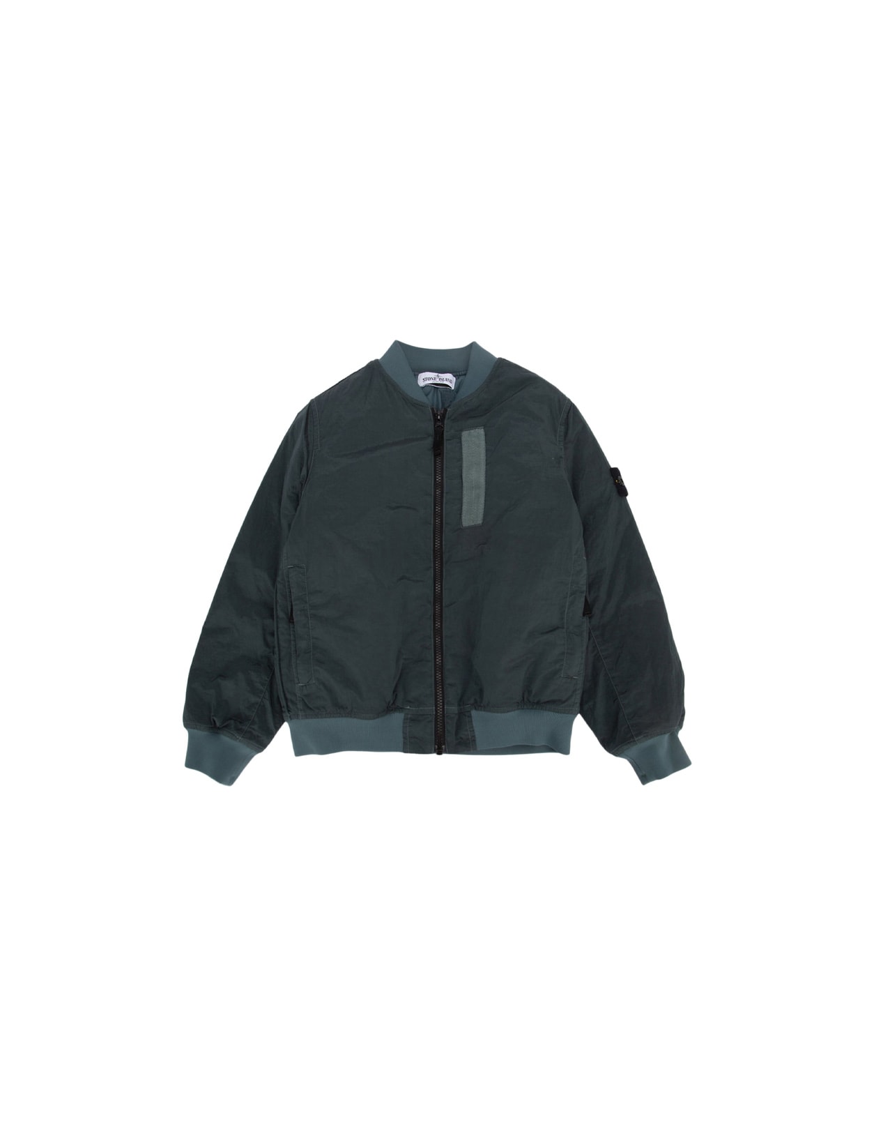 Stone Island Kids' Dark Green Nylon Metal Bomber Jacket In Econyl