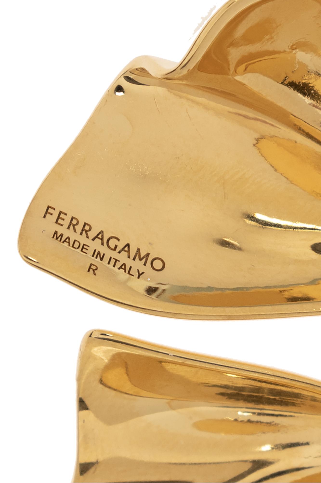 Shop Ferragamo Brass Earrings In Gold