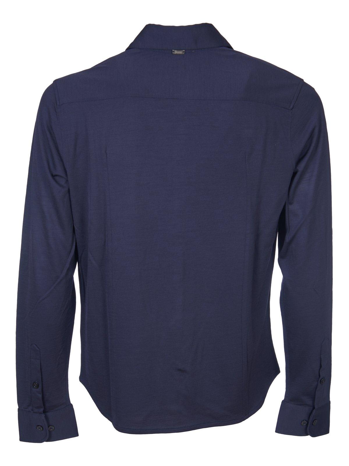 Shop Herno Buttoned Long-sleeved Shirt In Blu