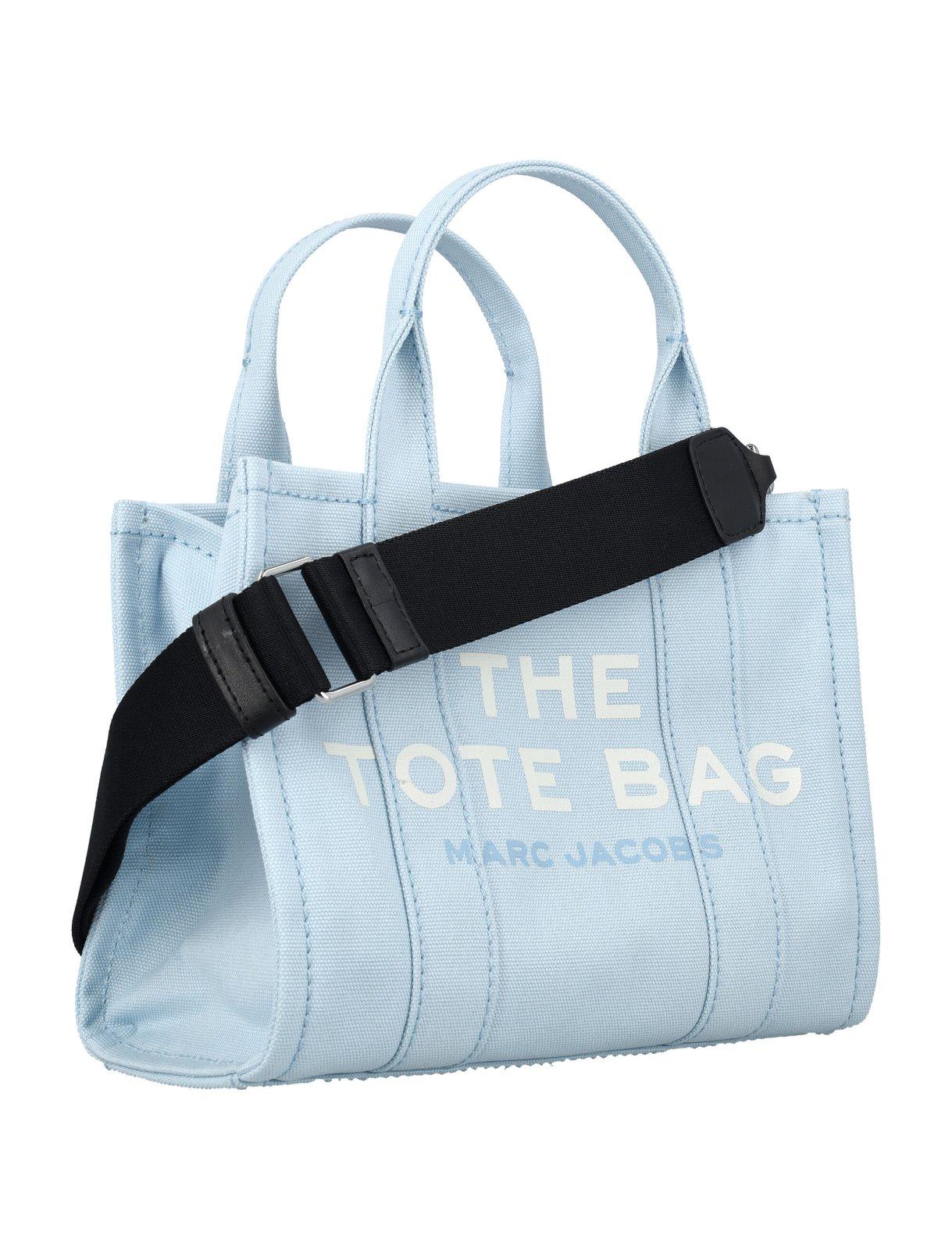 Shop Marc Jacobs Logo Printed Zip-up Small Tote Bag In Cloud Blue