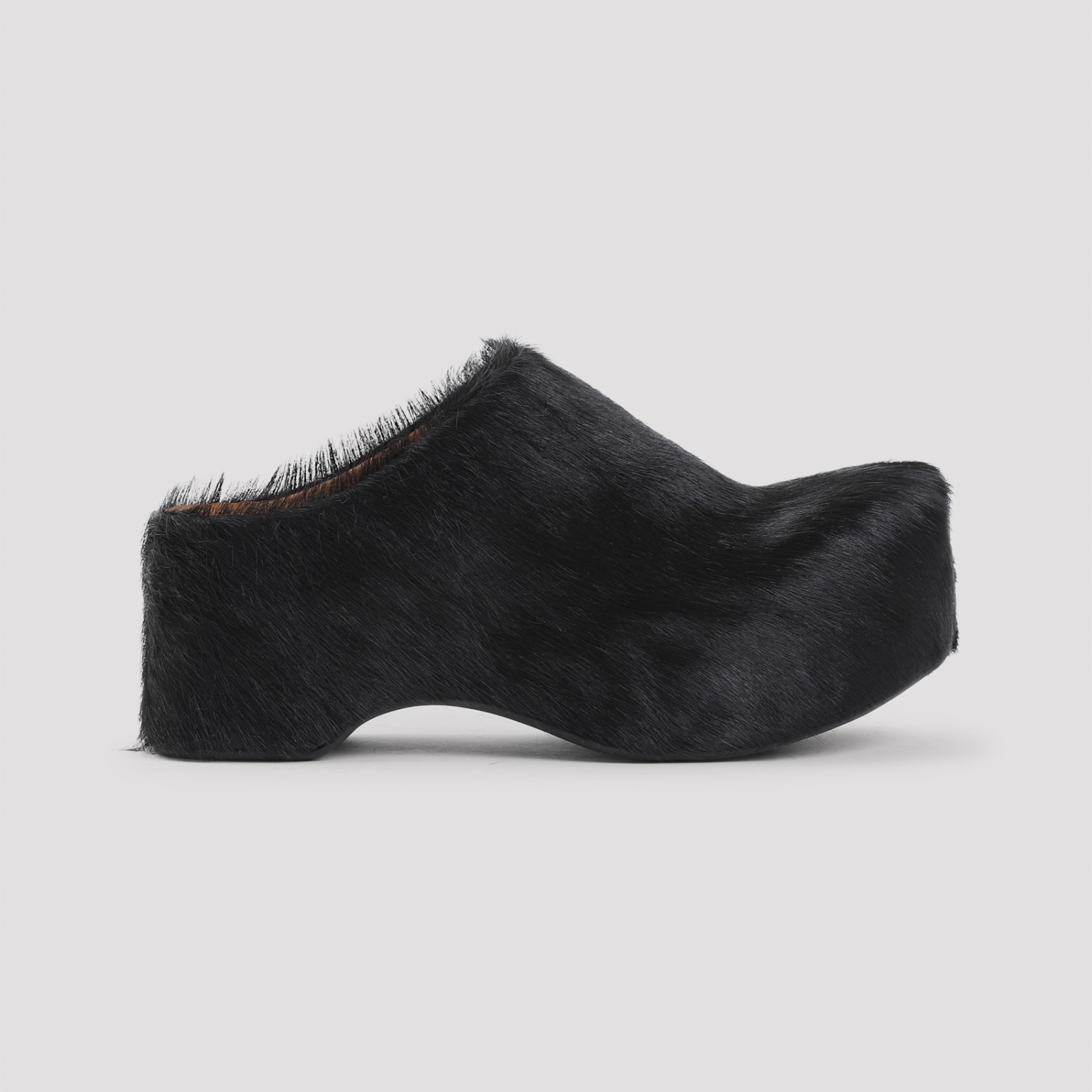 Shop Marni Calf Hair Sabot In Black