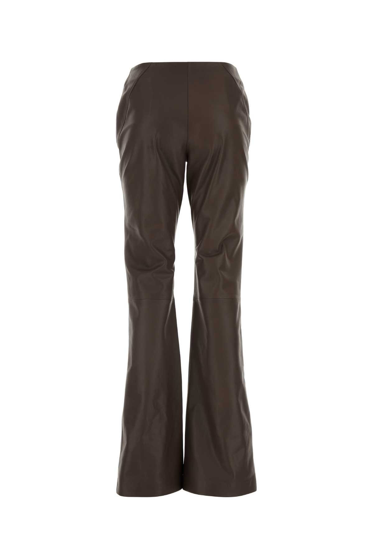 Shop Alberta Ferretti Chocolate Leather Pant In Marrone