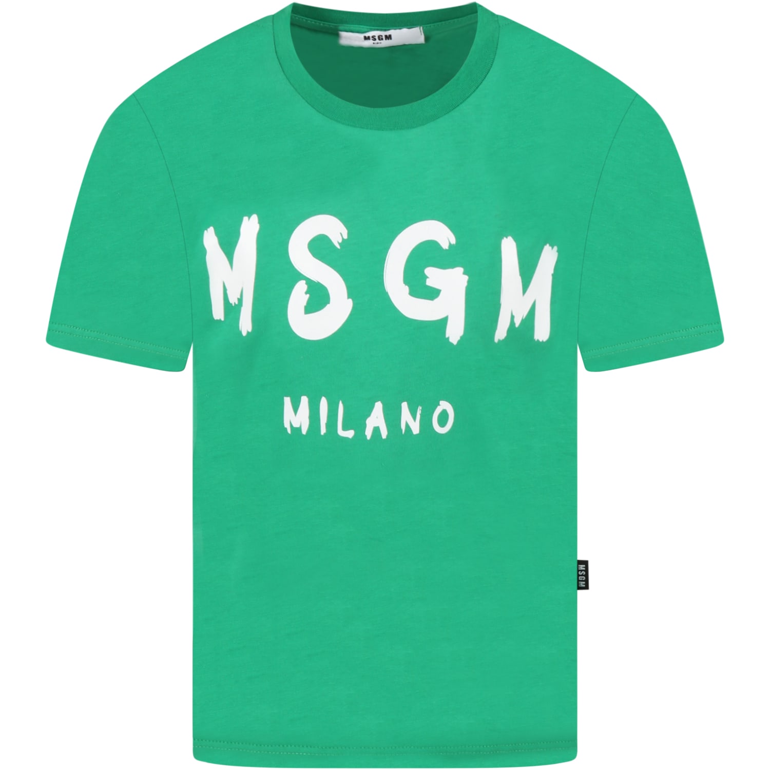 MSGM Green T-shirt For Kids With White Logo