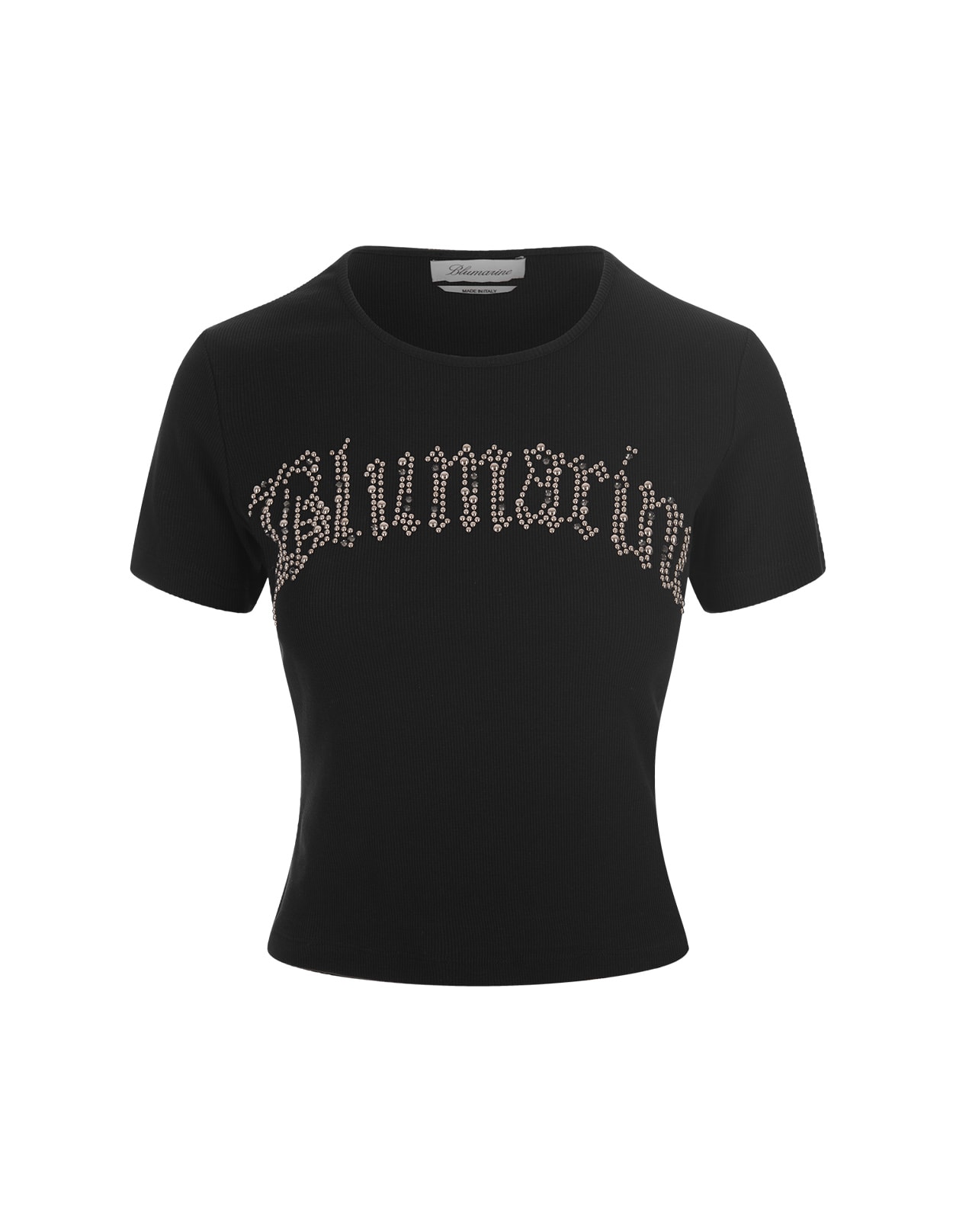 Shop Blumarine Black T-shirt With Jewel Logo In Nero