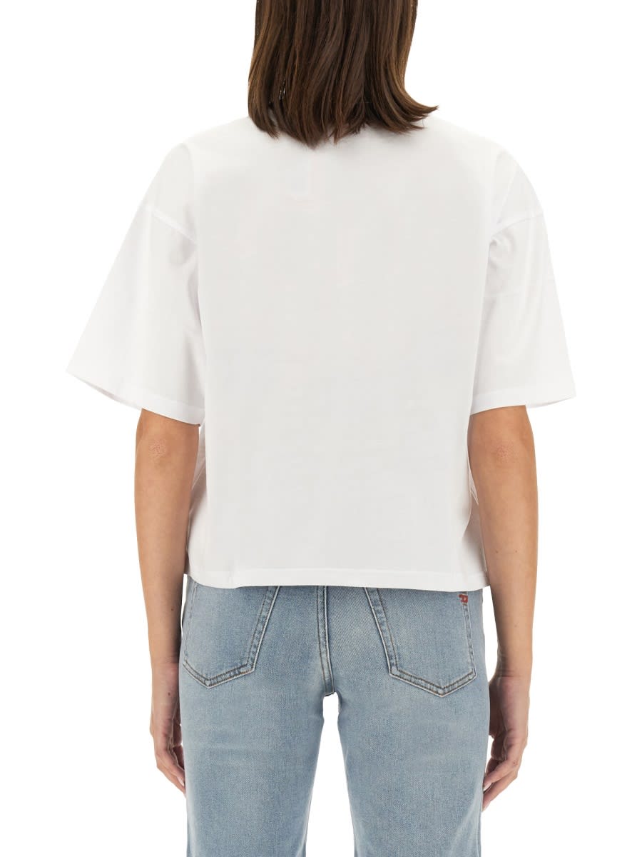 Shop Diesel T-buxt-crop-od Crop T-shirt In White