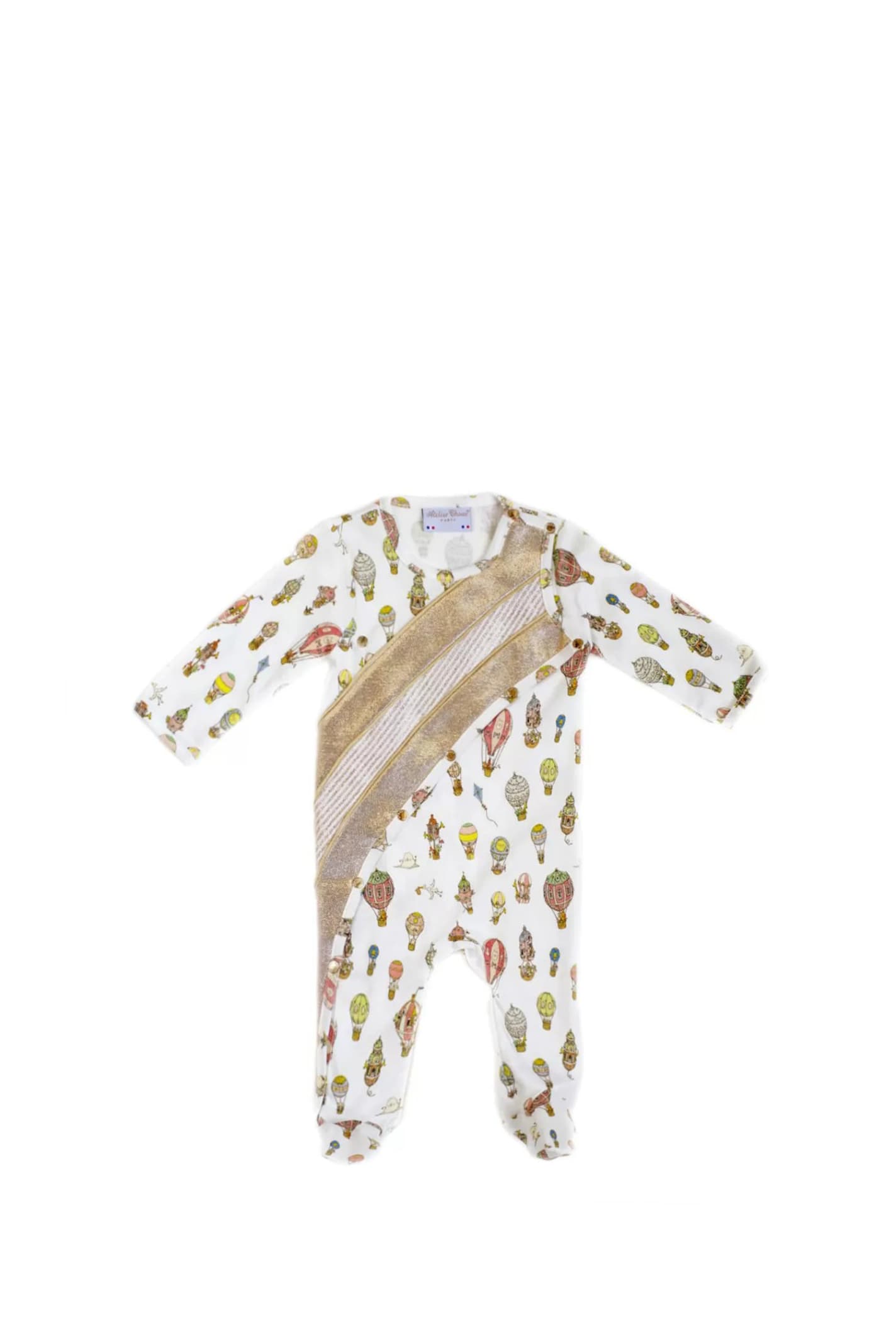 Atelier Choux Babies' Gold Playsuit Hot Air Balloon In Multicolor