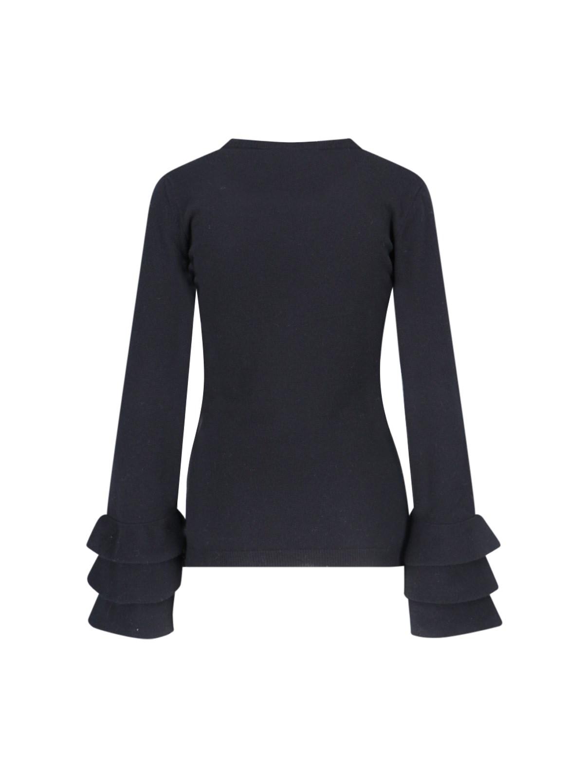 Shop Valentino Ruffled Sweater In Black