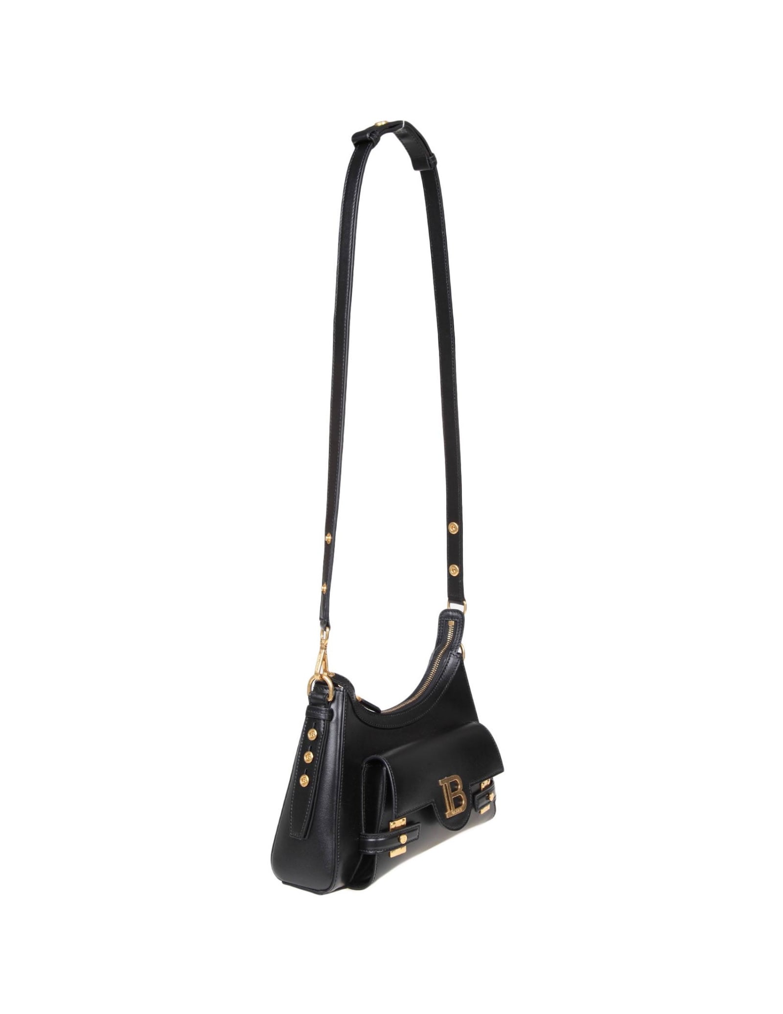 Shop Balmain B-buzz Hobo Shoulder Bag In Black Leather