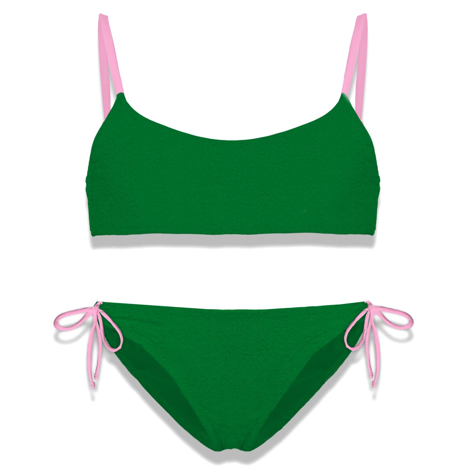 Mc2 Saint Barth Kids' Girl Terry Bralette Bikini In Green