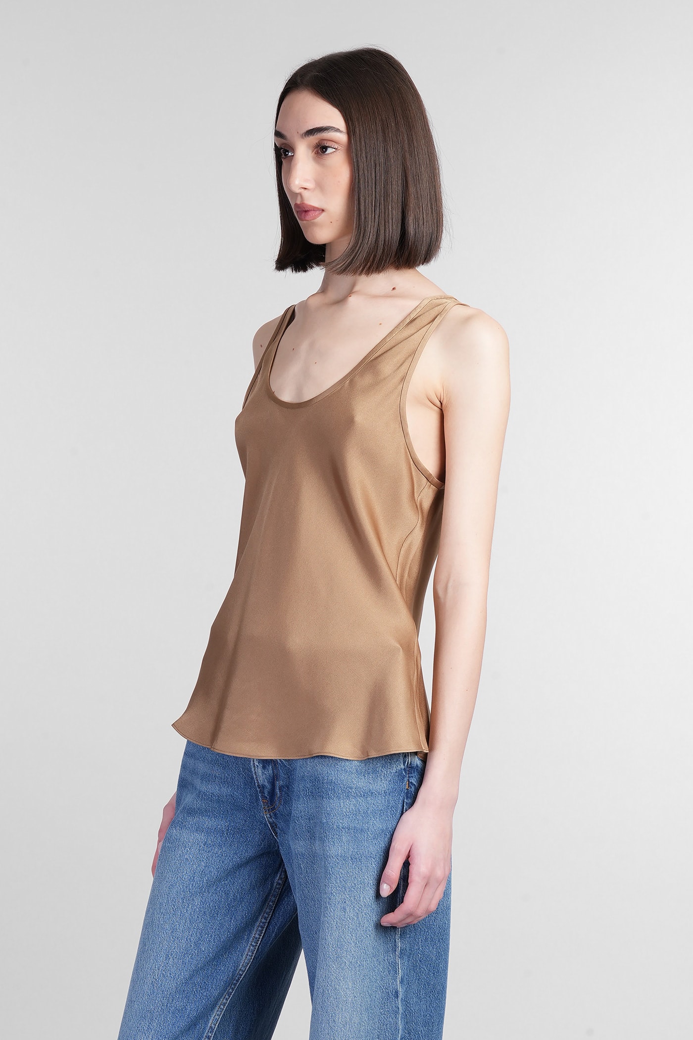 Anine Bing Lea Silk Scoop-neck Tank Top In Brown