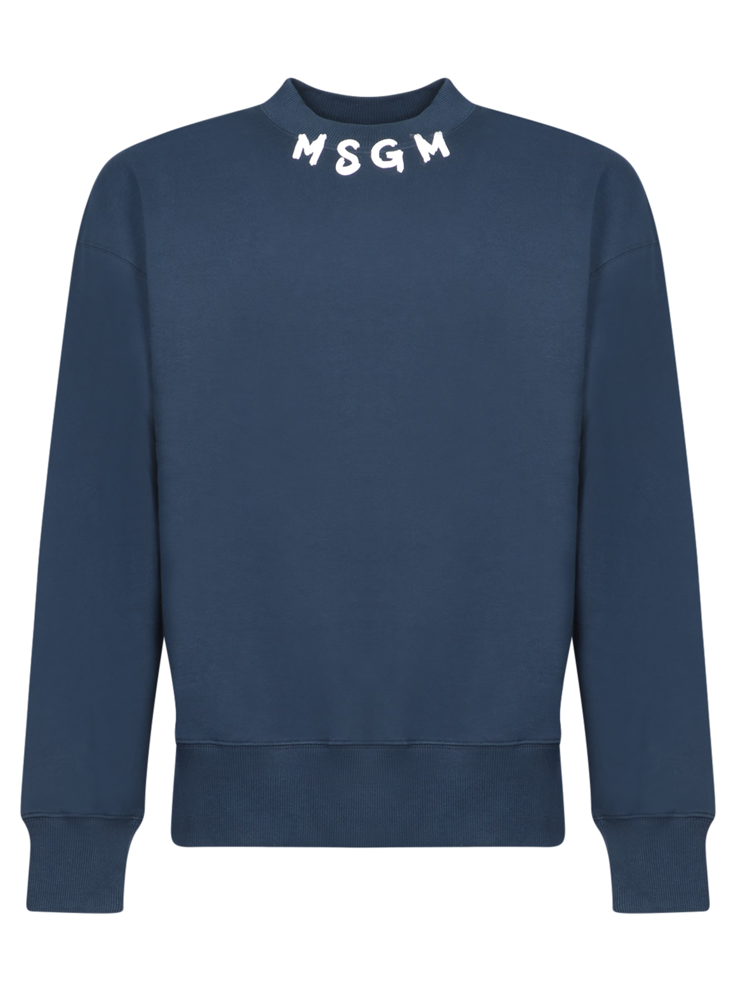 Shop Msgm Logo Blue Crewneck Sweatshirt