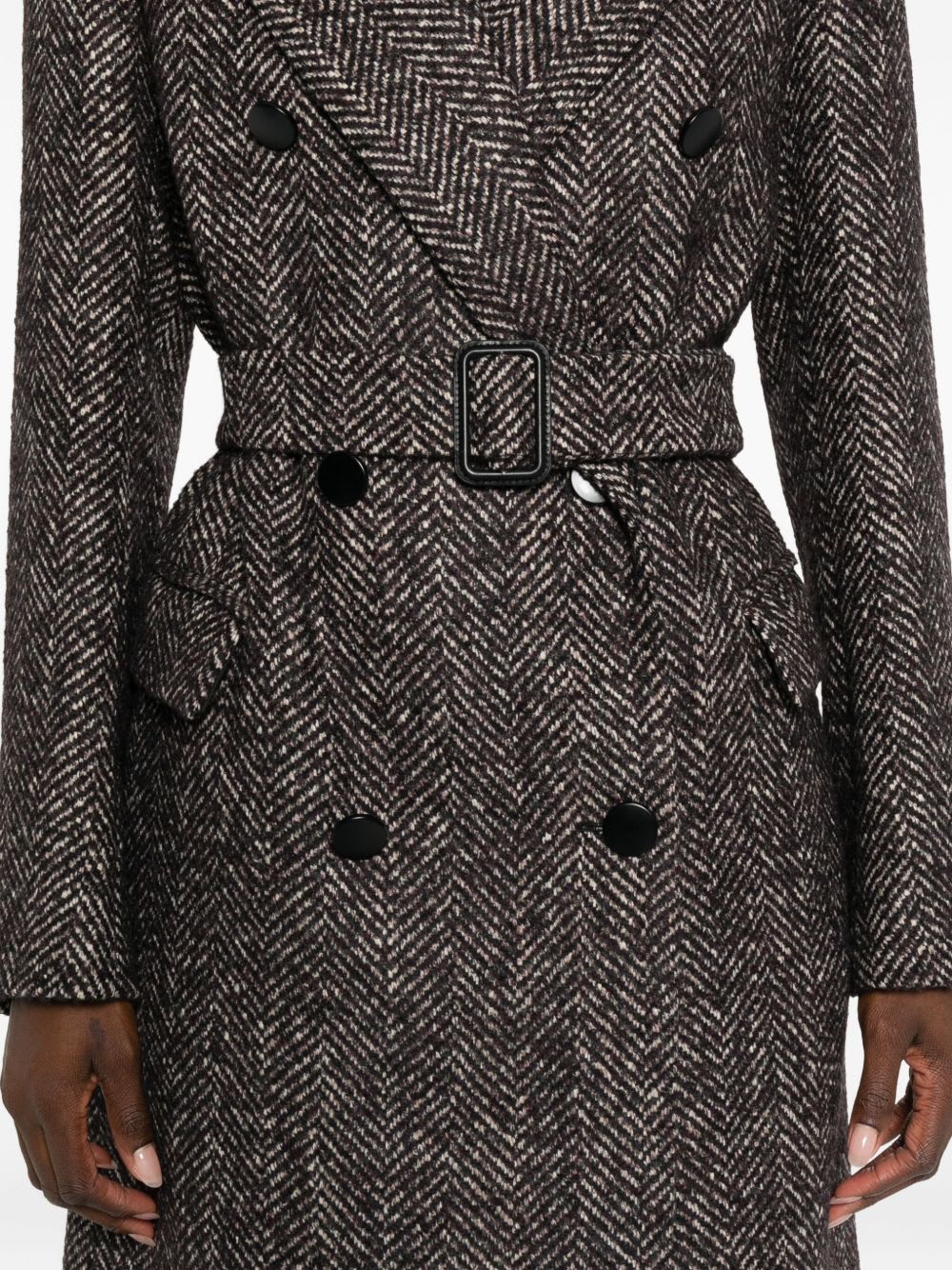 Tagliatore Herringbone Double-breasted Wool Coat In Brown