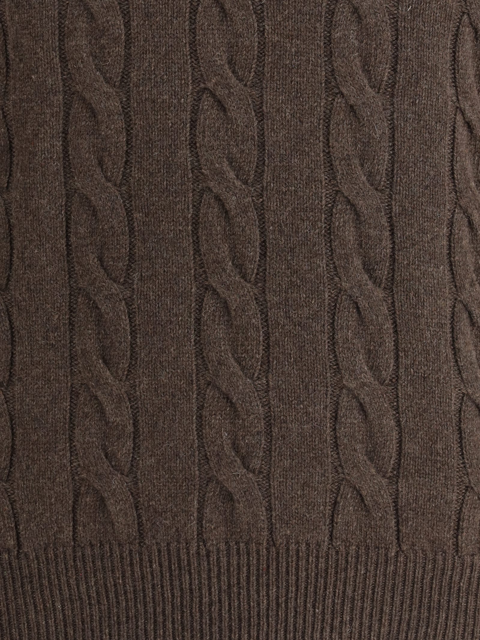 Aragona Braided Turtleneck Sweater In Brown