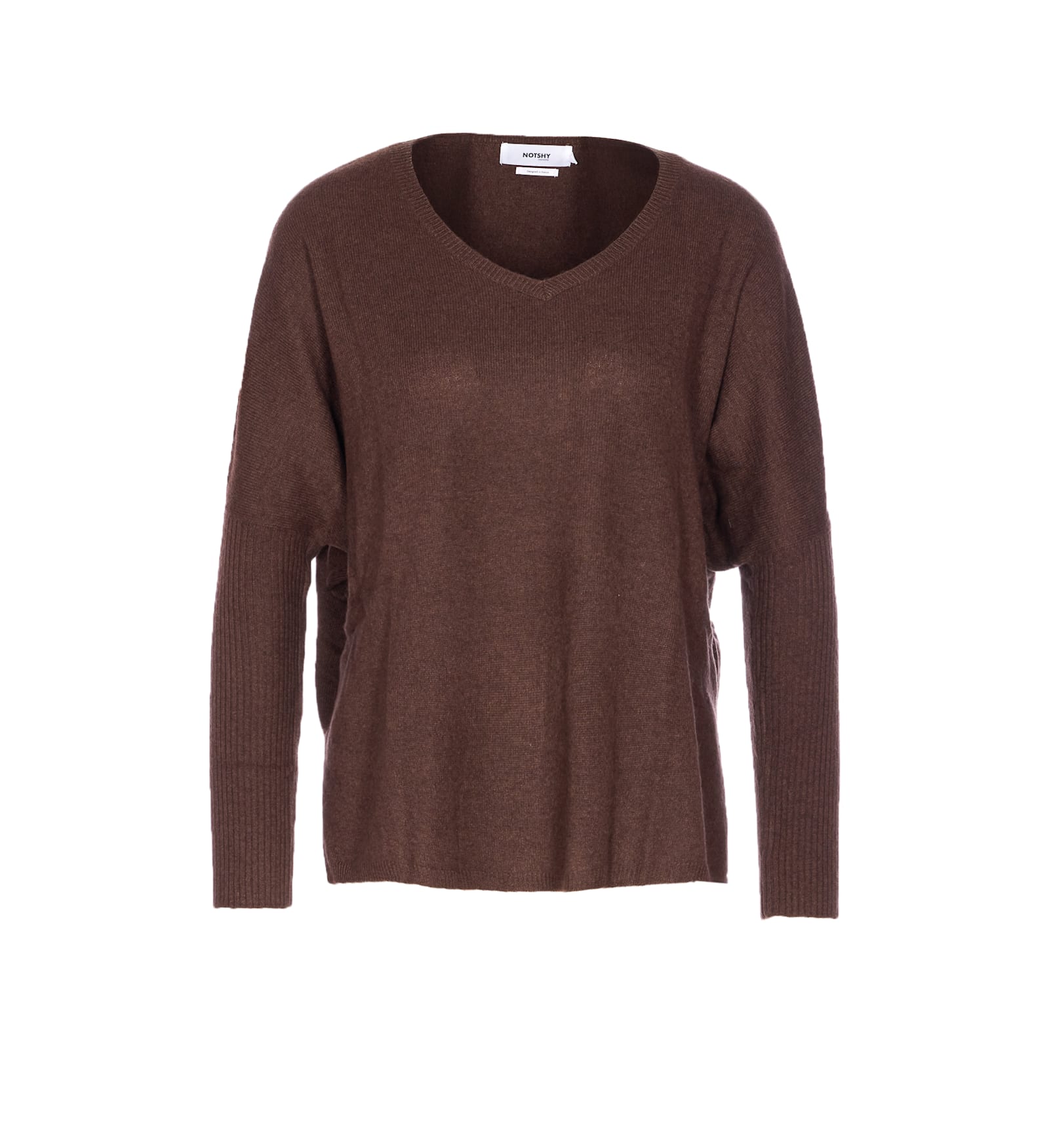 Not Shy V-neck Cashmere Sweater In Brown