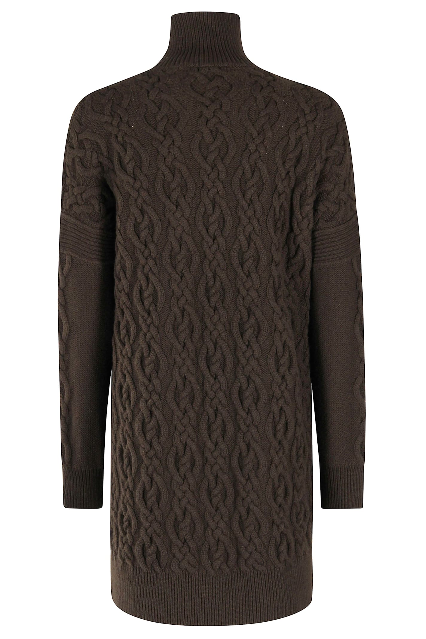 Max Mara Wool Dress With Braided Cable Knit In Green