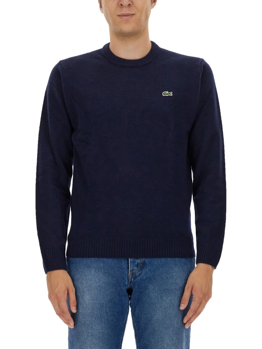 Shop Lacoste Jersey With Logo In Blue
