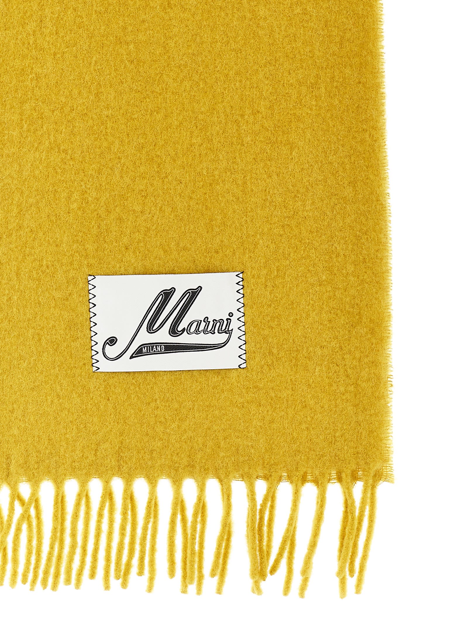 Shop Marni Logo Patch Scarf In Yellow