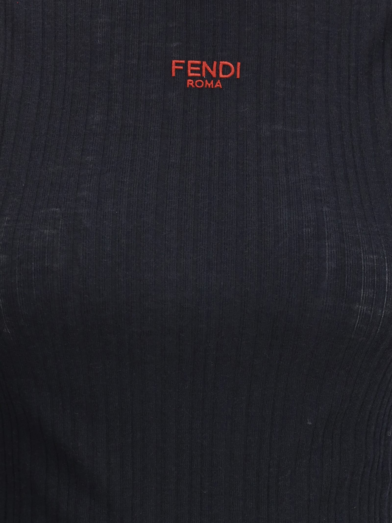 Fendi Women Sleeveless Virgin Wool Top In Blue